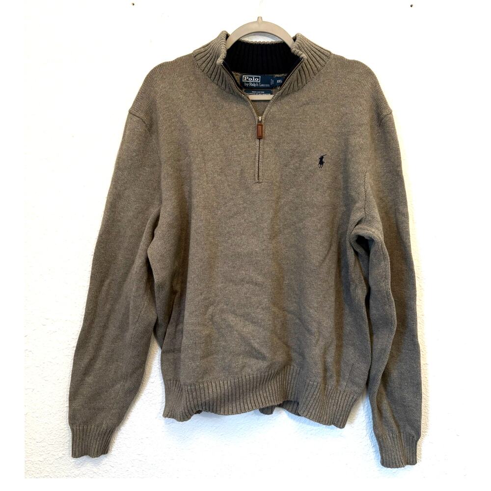 Polo Ralph Lauren Gray Quarter Zip XXL Cotton Minimalist Preppy